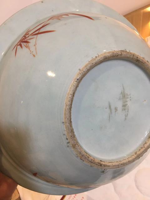 古玩陶瓷人物紋粉彩凈手盆真品鑒賞圖