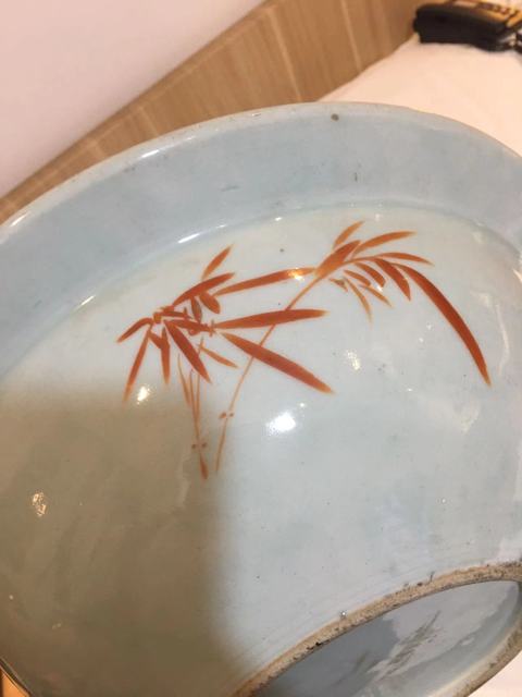 古玩陶瓷人物紋粉彩凈手盆真品鑒賞圖