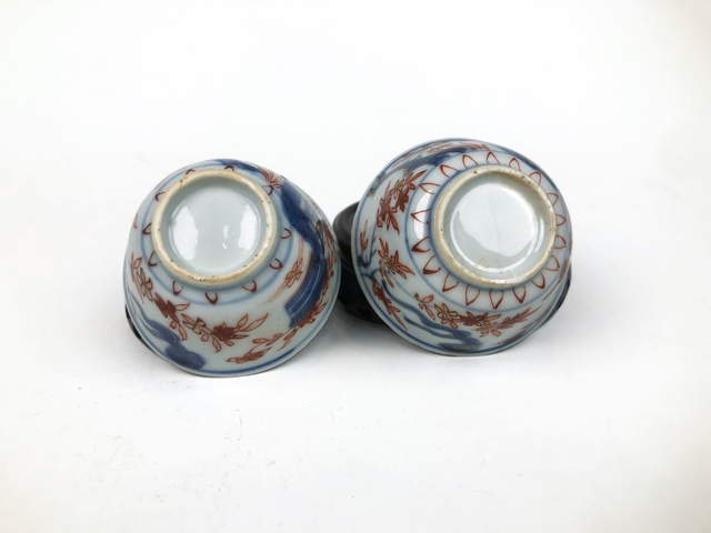 古玩陶瓷清康熙.青花礬紅描金花卉杯(一對)拍賣,當前價格228元