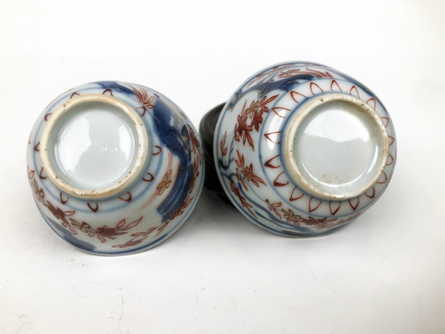 古玩陶瓷清康熙.青花礬紅描金花卉杯(一對)拍賣,當前價格228元