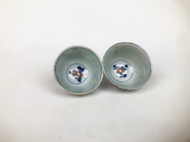 古玩陶瓷清康熙.青花礬紅描金花卉杯(一對)拍賣,當前價格228元