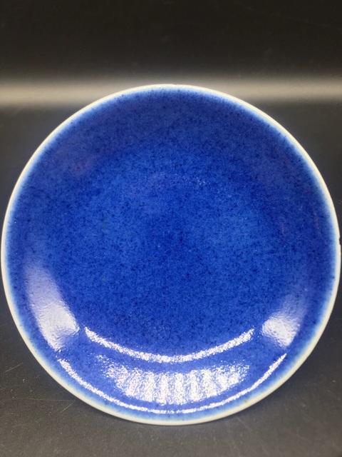 古玩陶瓷清早期灑藍釉香碟真品鑒賞圖