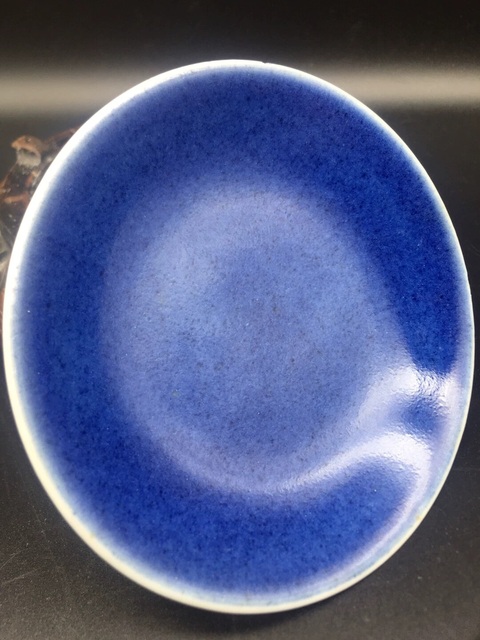 古玩陶瓷清早期灑藍釉香碟真品鑒賞圖