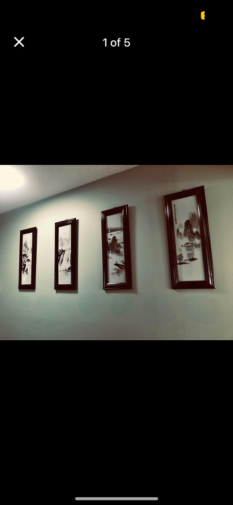 古玩陶瓷粉彩山水瓷板真品鑒賞圖