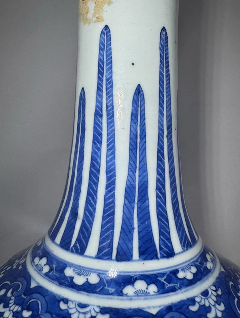 古玩陶瓷青花福壽紋天球瓶真品鑒賞圖