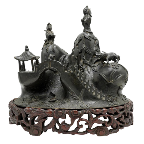 古玩銅器人物亭閣擺件真品鑒賞圖