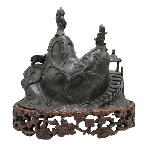古玩銅器人物亭閣擺件真品鑒賞圖