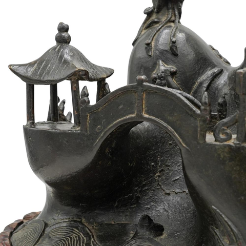 古玩銅器人物亭閣擺件真品鑒賞圖