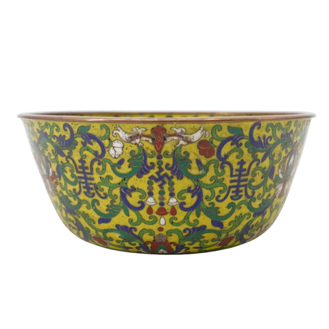 古玩陶瓷銅胎掐絲琺瑯花卉紋碗真品鑒賞圖