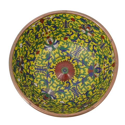 古玩陶瓷銅胎掐絲琺瑯花卉紋碗真品鑒賞圖