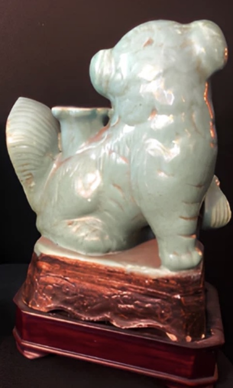 古玩陶瓷民國至解放初綠釉太師少師擺件真品鑒賞圖