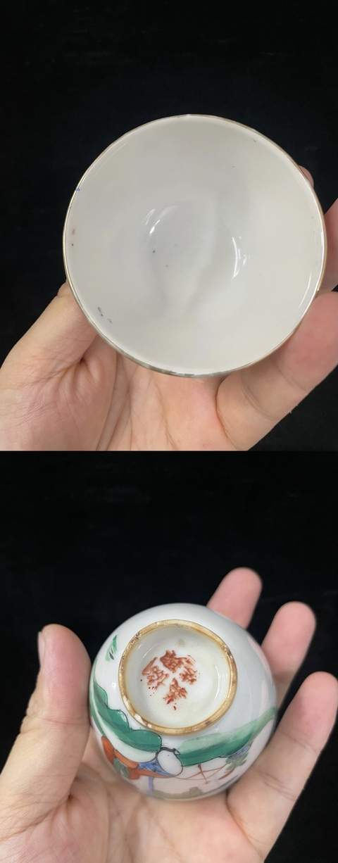 古玩陶瓷粉彩仕女人物杯真品鑒賞圖