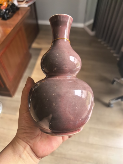 古玩陶瓷晚清豇豆紅釉葫蘆瓶拍賣，當前價格15888元