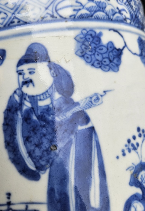 古玩陶瓷青花三星人物香爐真品鑒賞圖