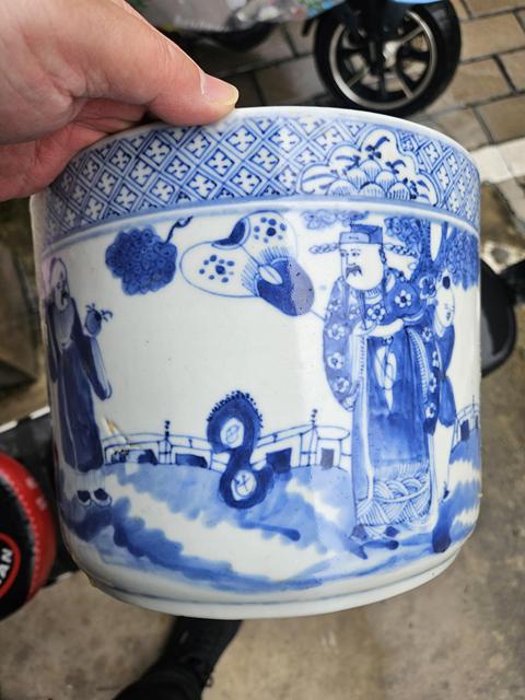 古玩陶瓷青花三星人物香爐真品鑒賞圖