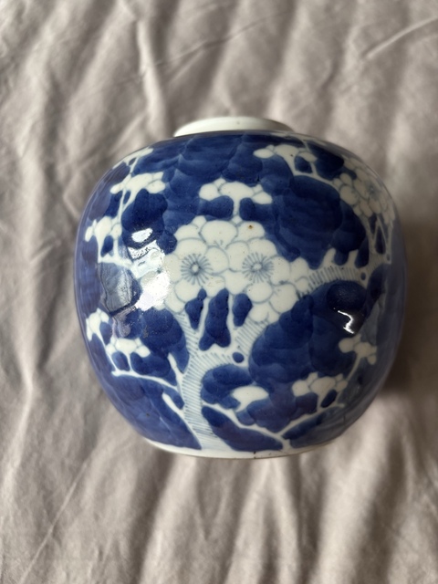 古玩陶瓷晚清青花冰梅罐真品鑒賞圖
