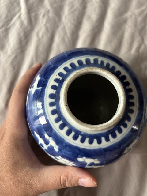 古玩陶瓷晚清青花冰梅罐真品鑒賞圖