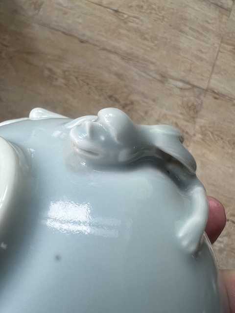 古玩陶瓷天藍釉盤螭龍紋水盂真品鑒賞圖