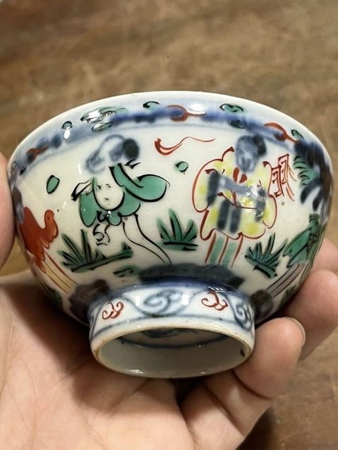 古玩陶瓷明治日本青花五彩杯拍賣，當前價格300元