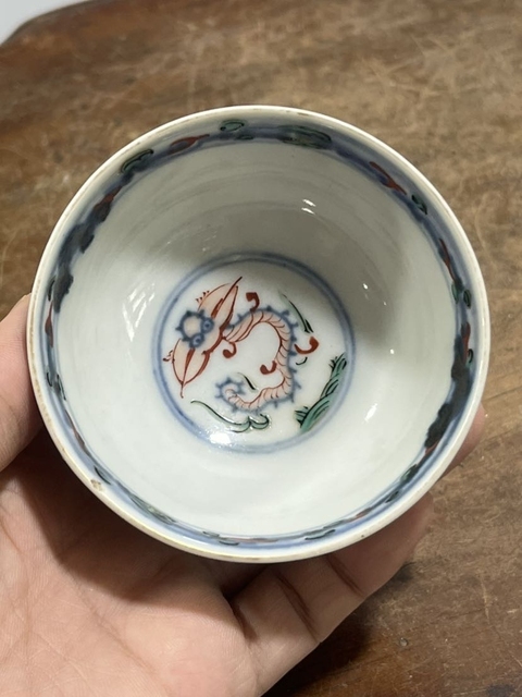 古玩陶瓷明治日本青花五彩杯拍賣，當前價格300元