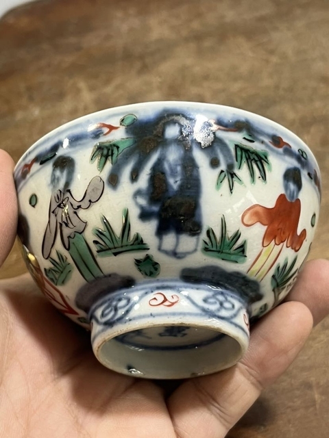 古玩陶瓷明治日本青花五彩杯拍賣，當前價格300元