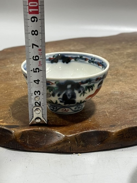 古玩陶瓷明治日本青花五彩杯拍賣，當前價格300元