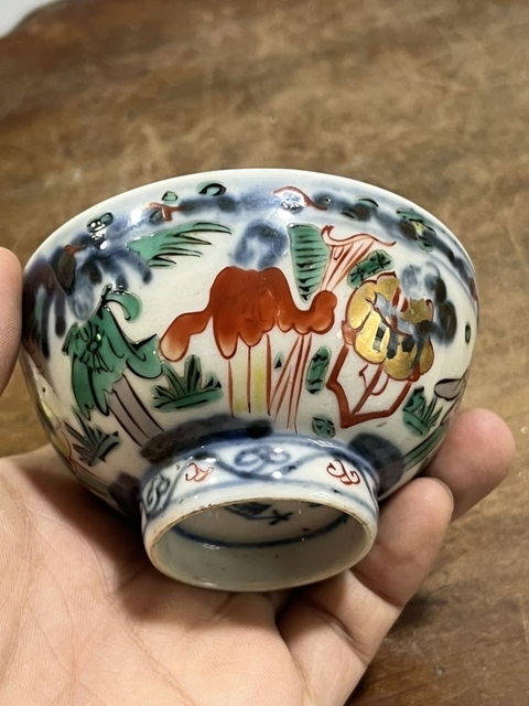 古玩陶瓷明治日本青花五彩杯拍賣，當前價格300元