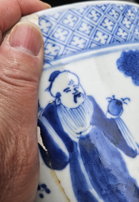 古玩陶瓷青花三星人物香爐真品鑒賞圖