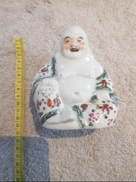 古玩陶瓷彌勒佛粉彩塑像真品鑒賞圖