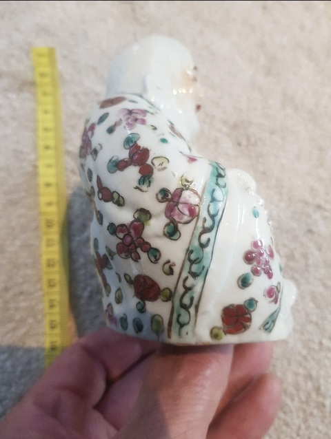 古玩陶瓷彌勒佛粉彩塑像真品鑒賞圖