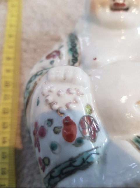 古玩陶瓷彌勒佛粉彩塑像真品鑒賞圖