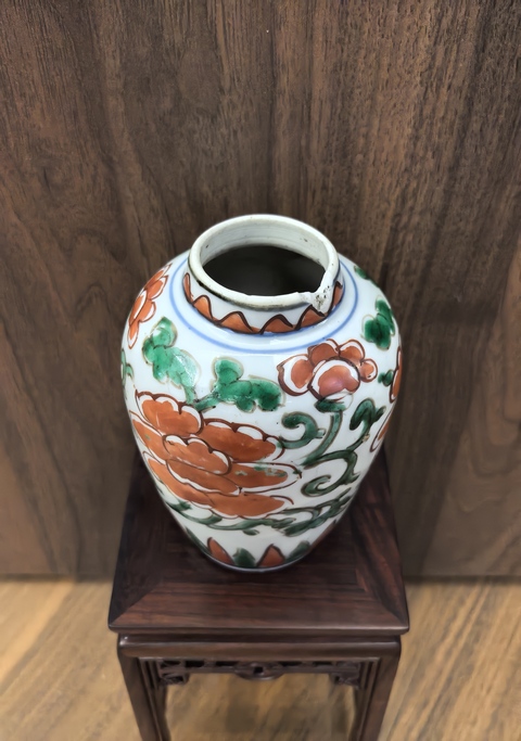 古玩陶瓷順治青花五彩花卉紋蓋罐拍賣，當(dāng)前價格3888元