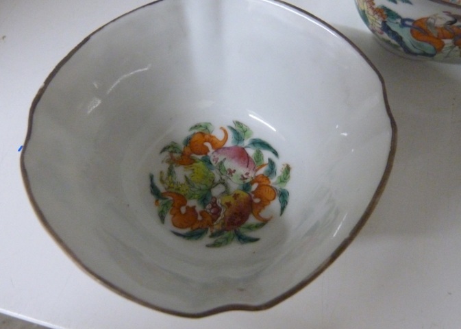 古玩陶瓷粉彩人物故事方碗一對真品鑒賞圖