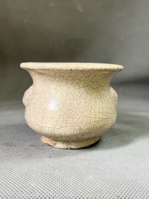 古玩陶瓷漳州窯獅耳香爐真品鑒賞圖
