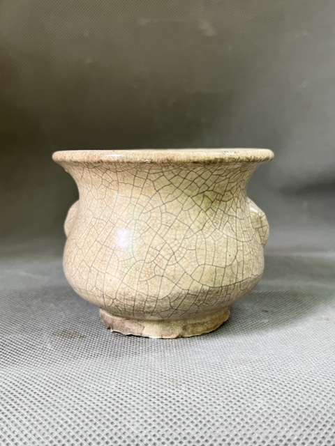 古玩陶瓷漳州窯獅耳香爐真品鑒賞圖