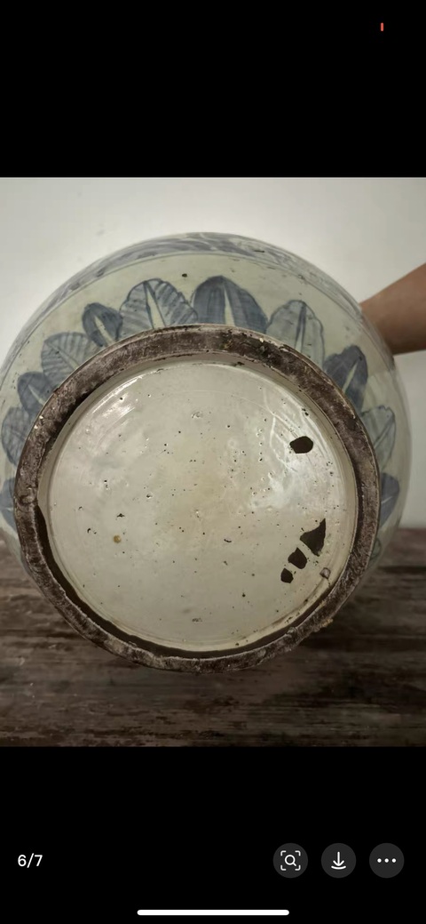 古玩陶瓷青花山水紋罐真品鑒賞圖