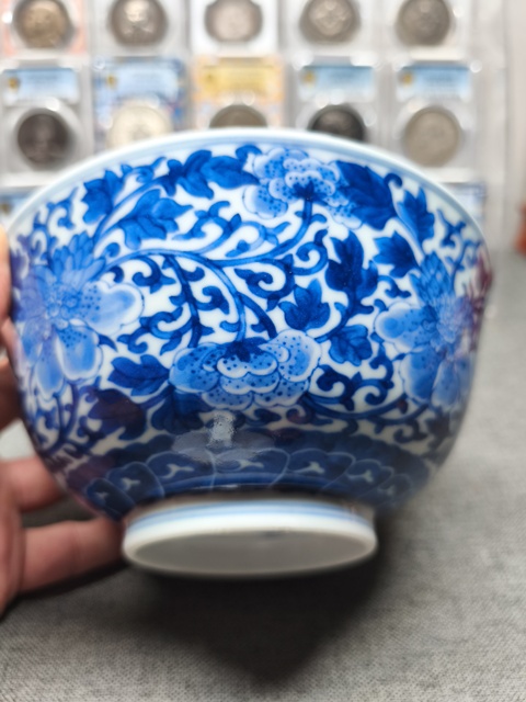 古玩陶瓷青花纏枝牡丹花卉紋碗拍賣，當前價格31800元
