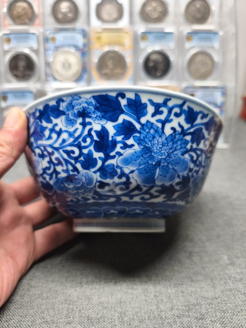 古玩陶瓷青花纏枝牡丹花卉紋碗拍賣，當前價格31800元