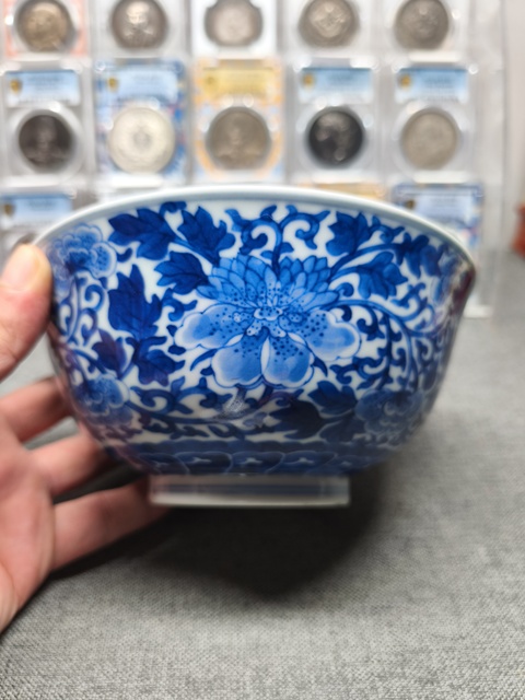 古玩陶瓷青花纏枝牡丹花卉紋碗拍賣，當前價格31800元