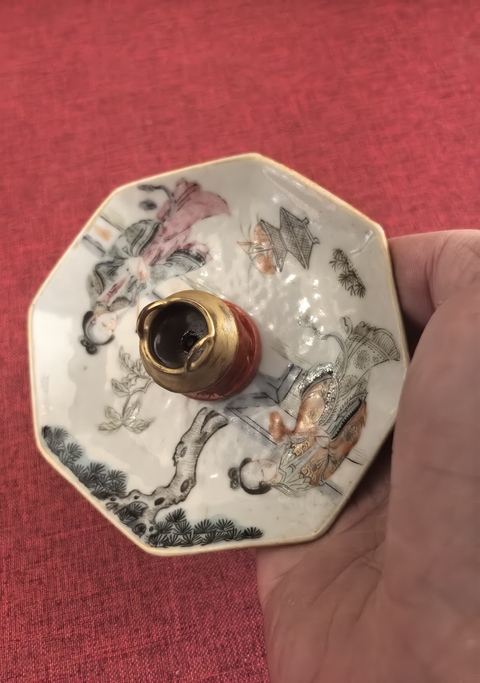 古玩陶瓷同治粉彩仕女人物八方香盤拍賣，當前價格8888元