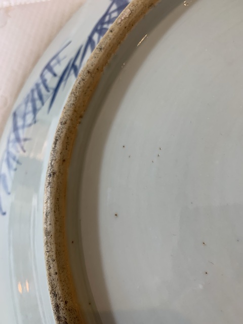 古玩陶瓷清中期 青花雙龍穿花紋大盤拍賣,當前價格30000元