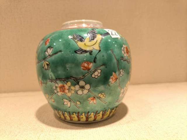 古玩陶瓷晚清五彩花鳥罐真品鑒賞圖