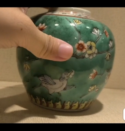古玩陶瓷晚清五彩花鳥罐真品鑒賞圖