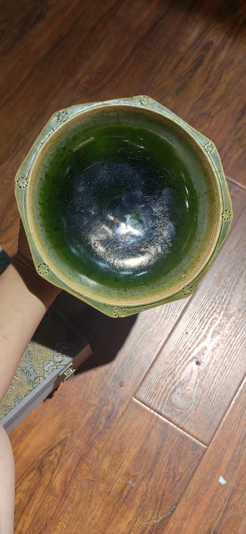 古玩陶瓷綠釉洗真品鑒賞圖