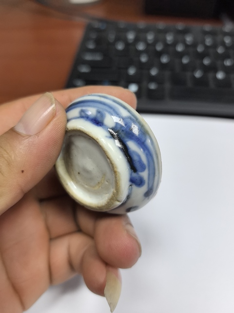 古玩陶瓷青花鵝紋粉盒真品鑒賞圖