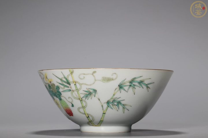 古玩陶瓷光緒·粉彩過(guò)枝癩瓜紋碗（官）真品鑒賞圖