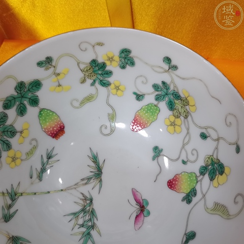 古玩陶瓷光緒·粉彩過(guò)枝癩瓜紋碗（官）真品鑒賞圖