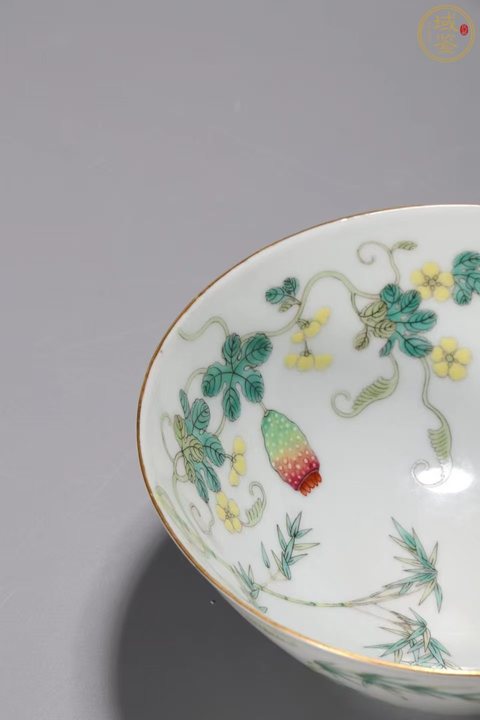 古玩陶瓷光緒·粉彩過(guò)枝癩瓜紋碗（官）真品鑒賞圖