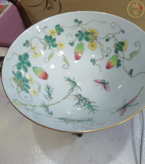 古玩陶瓷光緒·粉彩過(guò)枝癩瓜紋碗（官）真品鑒賞圖