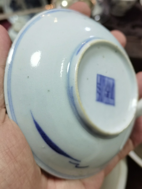 古玩陶瓷三星高照圖青花盤真品鑒賞圖